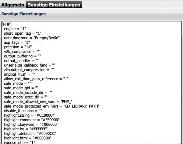 Sonstige Einstellungen